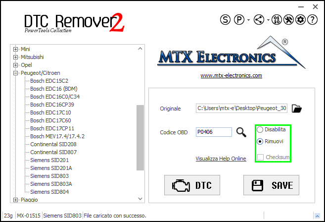 MTX_Electronics_Esempio_Disabilita_Rimuovi_Checksum