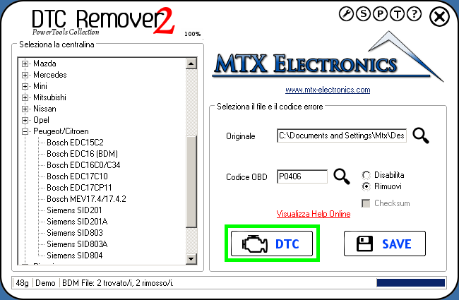 MTX_Electronics_DTC_Remover_pulsante_dtc